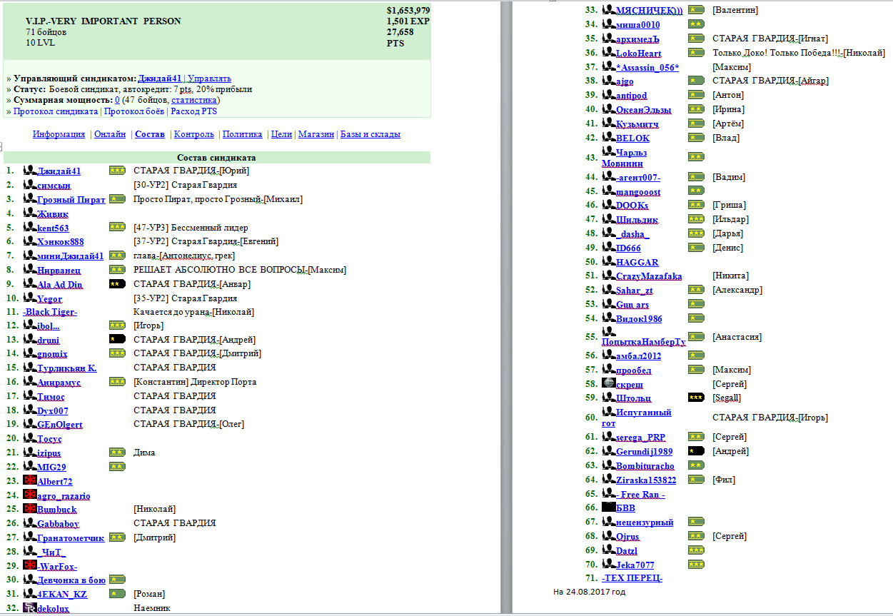 ������ VIP �� 24.08.2017 ���