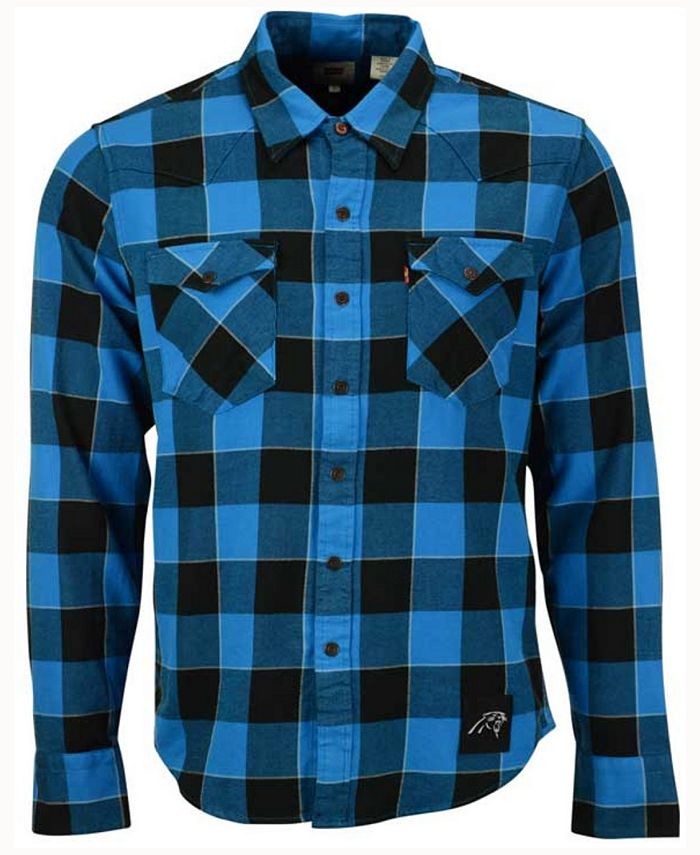 Carolina Panthers Levis Barstow Buffalo Plaid Western Long Sleeve Shirt